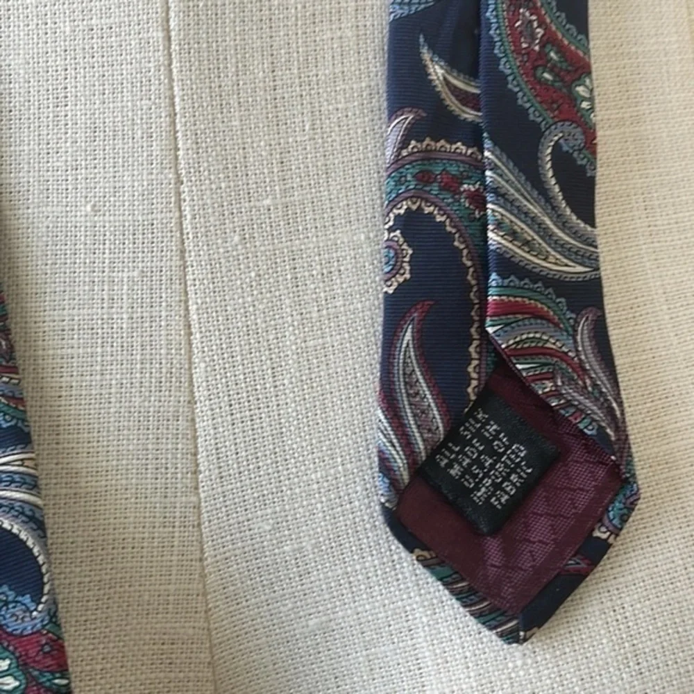 Christian Dior Monsieur Mens Silk Tie Blue Paisley Print Vintage Tie